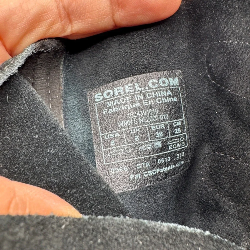 Sorel Boots Black Leather Suede Lace Up 8 Mid Calf Gorpcore Winter‎ Rugged Cozy